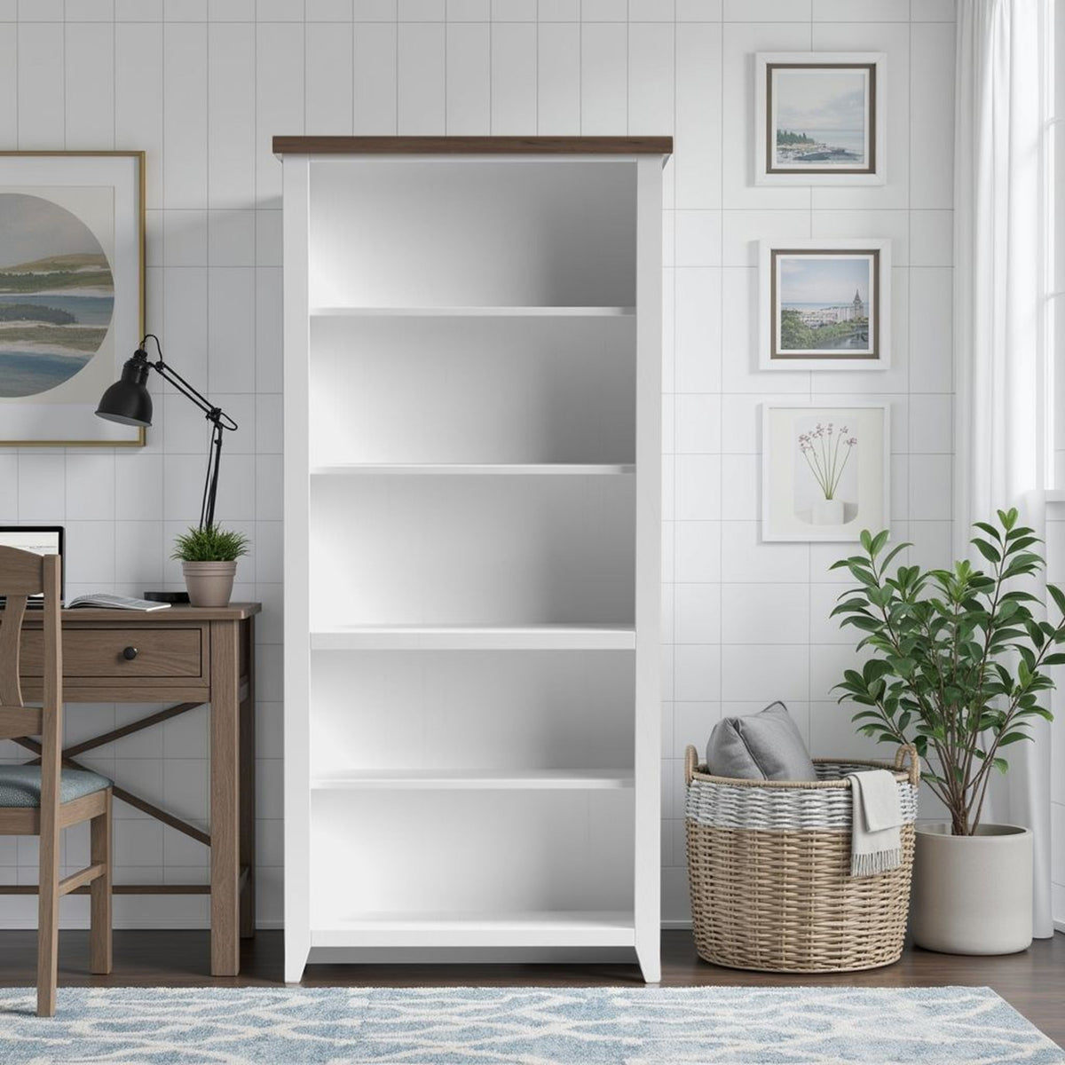 High 5 Shelf Bookcase - Jasmine Whitewash / Barnwood