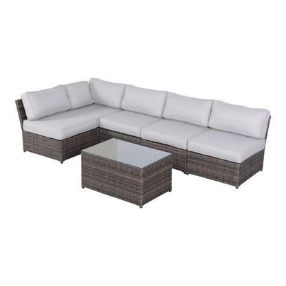 Outdoor Seating Set With Cushions, 4 Person Capacity - Brown