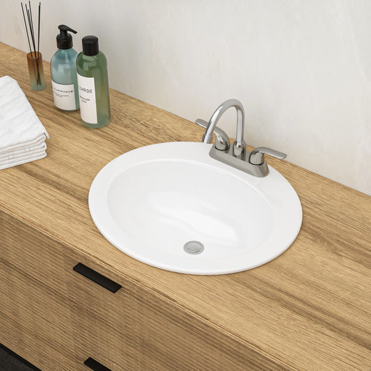 20 X 18" Modern Ceramic Oval Undermount Bathroom Sink With 3 Faucet Holes - White