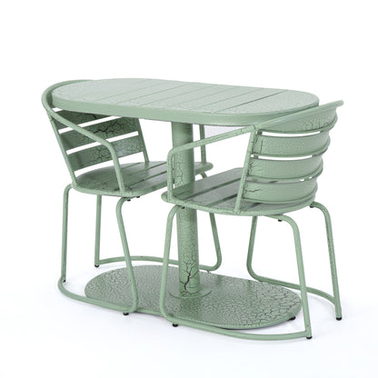 3 Piece Elegant Outdoor Bistro Set With 2 Chairs And Oval Table