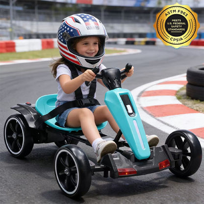 Electric Kids Pedal Go Kart With Adjustable Seat, Foldable Design