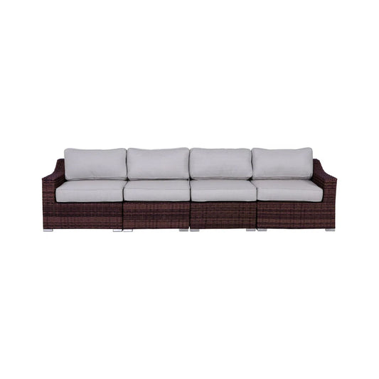 Outdoor 4 Piece Rattan Wicker Sectional Seating Group With Cushions - Brown Mix