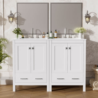 Bathroom Vanity With Integrated Undermount Ceramic Sink, 2 Doors And 1 Drawer, Soft Close Hinges