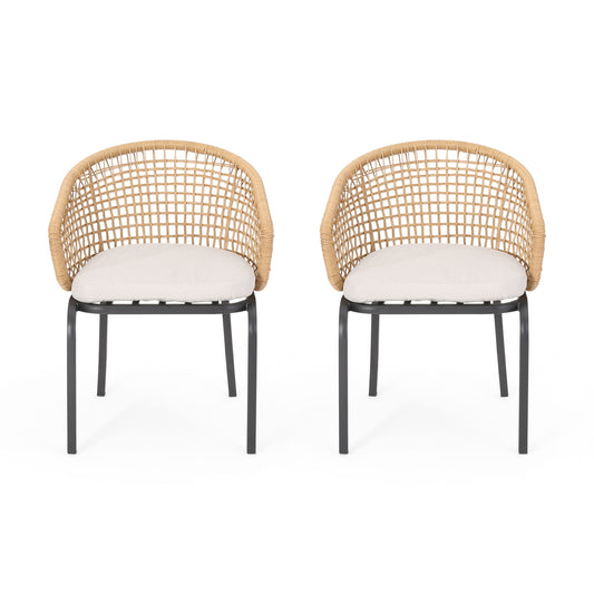Outdoor Wicker Chair With Powder Coated Iron Legs