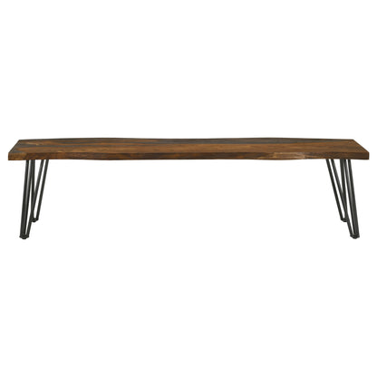 Neve - Sheesham Live Edge Dining Bench With Hairpin Legs - Gray