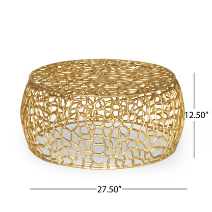 Modern Glam Mesh Coffee Table With Accents And - Gold