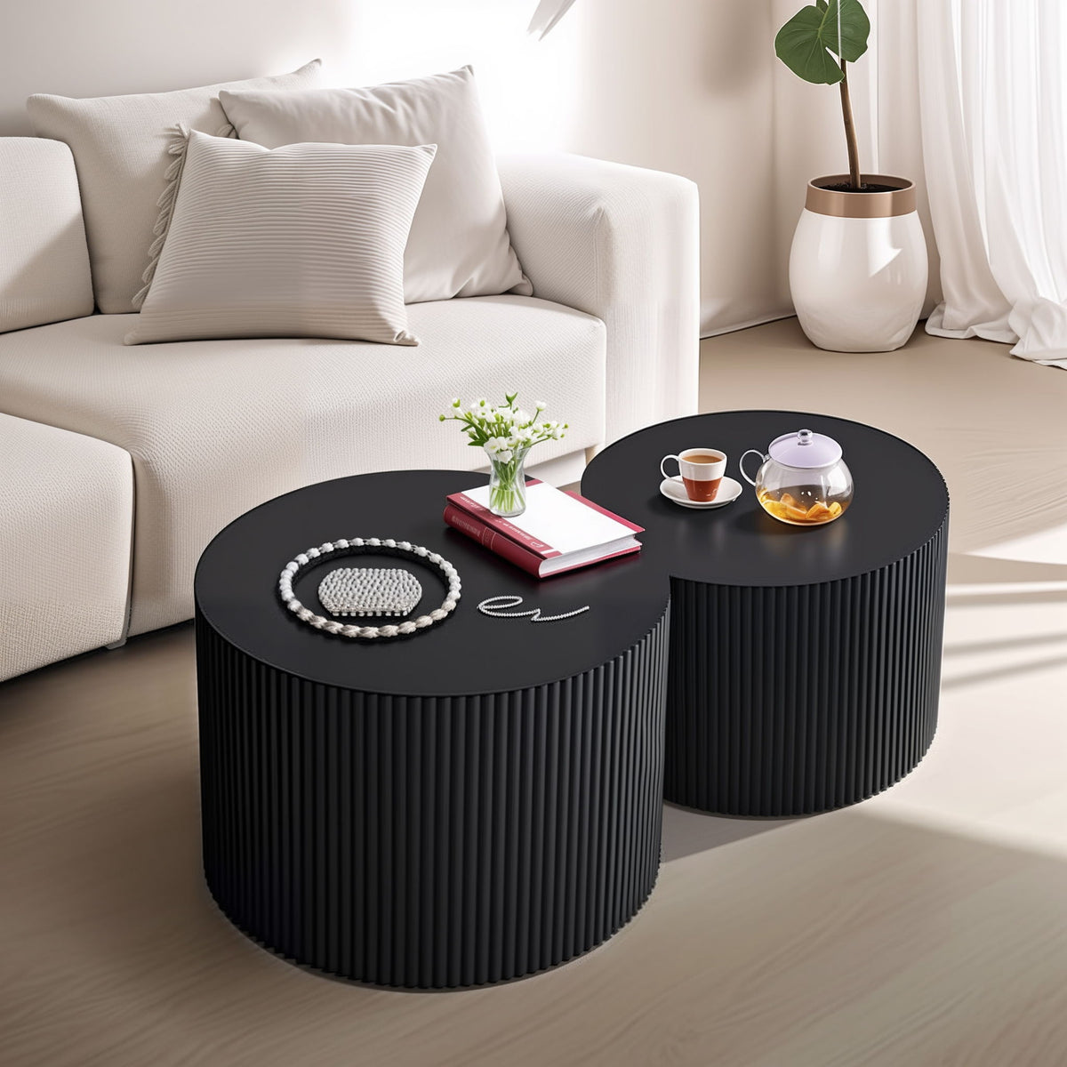 Wave Stripe Nesting Coffee Table (Set of 2)