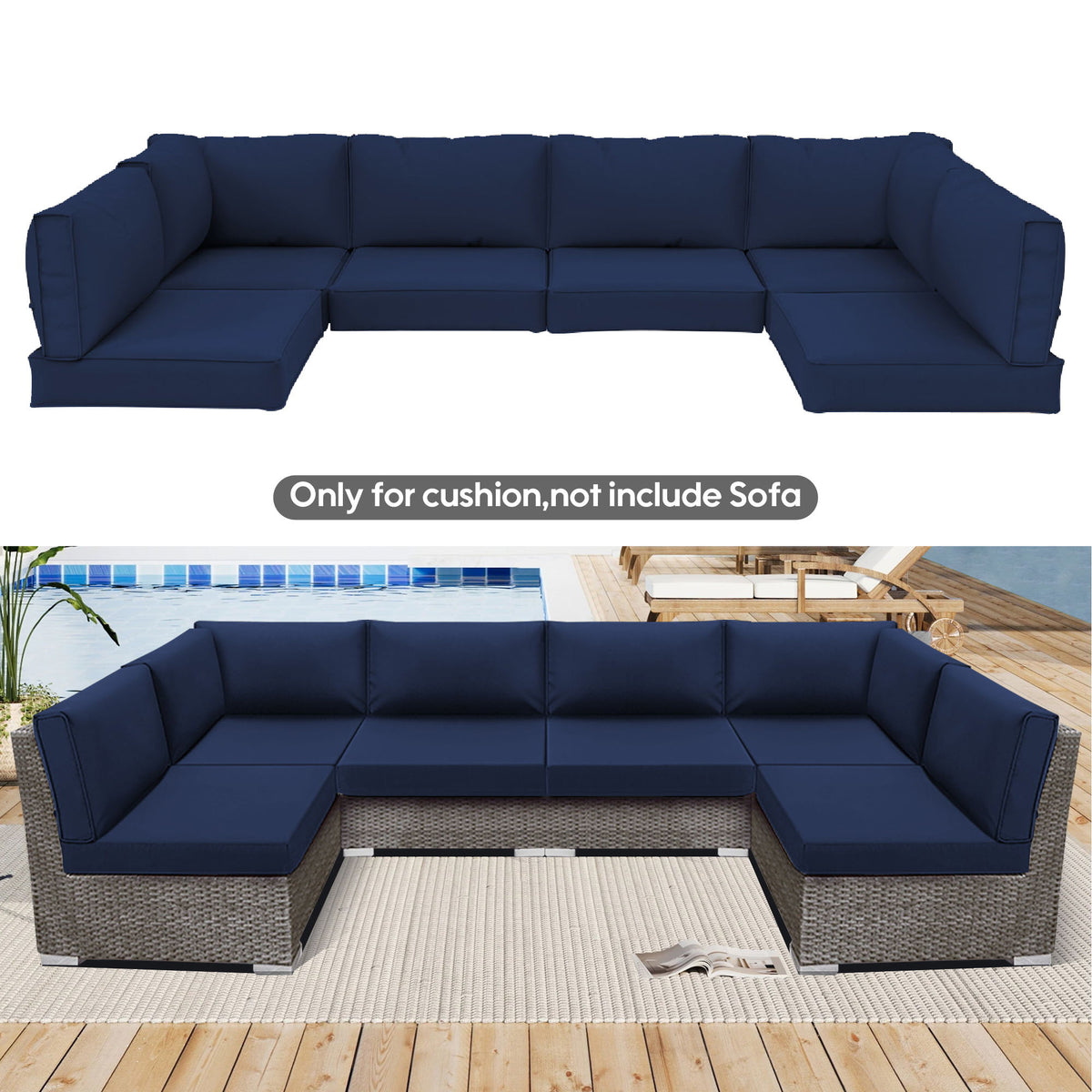 Outdoor Deep Seat Cushions For Patio Furniture Replacement, Cushion Set For Sectionals