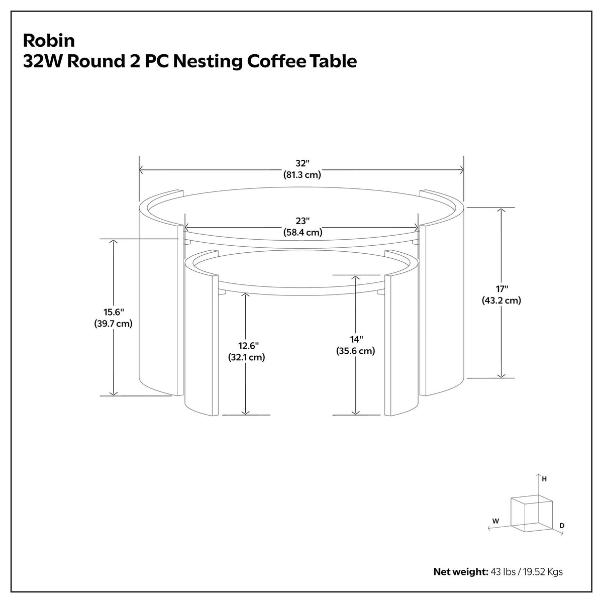 Robin - 2 Piece Nesting Table - Gray