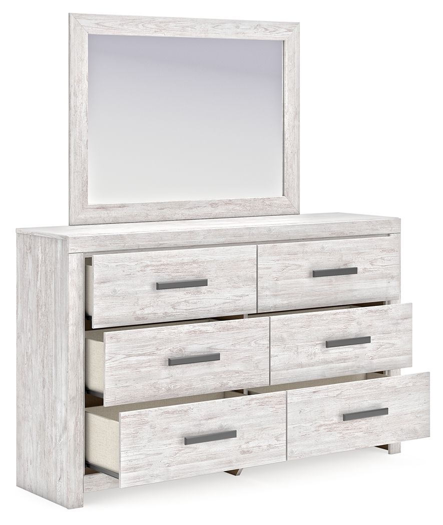 Cayboni - Dresser And Mirror - Whitewash