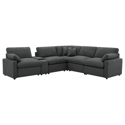 Hollander - 6 Piece Modular Power Reclining Sectional - Dark Gray