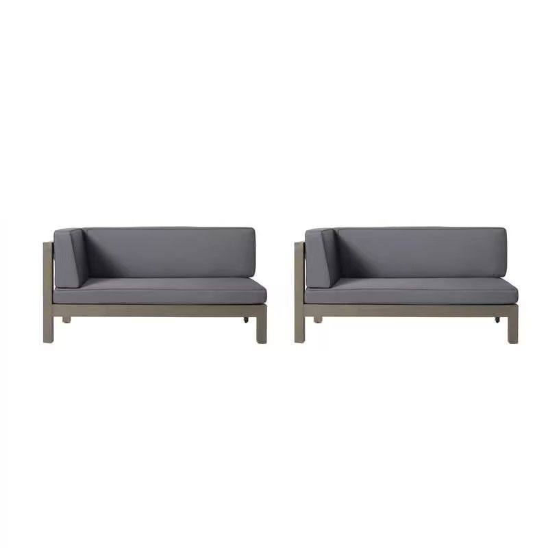Aura - 2 Piece Outdoor Set With X Back Left Bench And Corner - Dark Gray