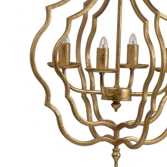 4 Light Chandelier, Hanging Light Fixture With Adjustable Chain For Kitchen, Bulb Not Included - Gold