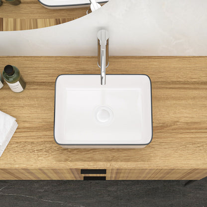 Modern European Style Ceramic Rectangular Vessel Bathroom Sink
