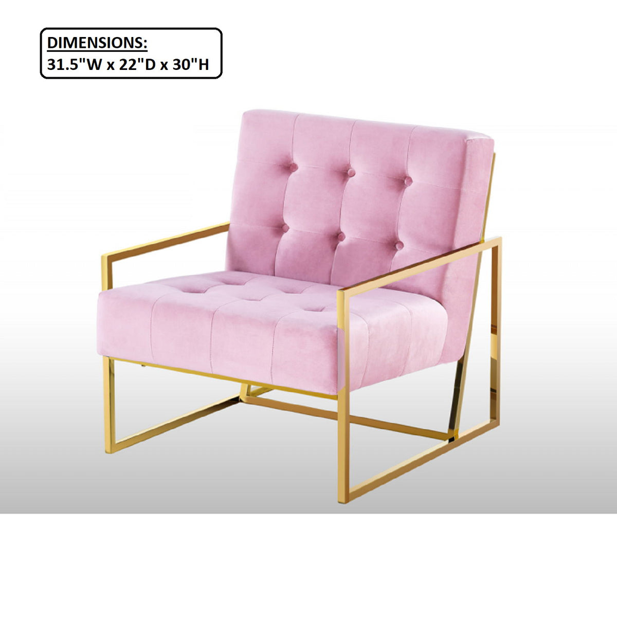 Tufted Accent Armchair With Frame For Living Room - Pink / Gold