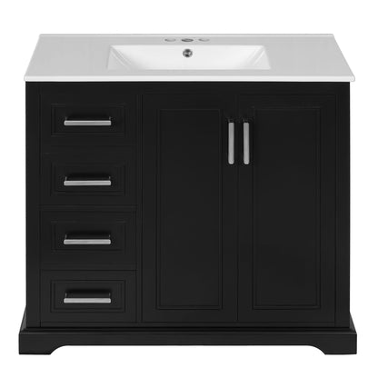 Bathroom Vanity With Sink, Soft Close Doors, Adjustable Shelf & 3 Drawers