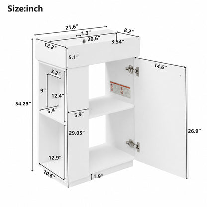 Bathroom Vanity With Sink, Freestanding Wood Grain Cabinet With Storage