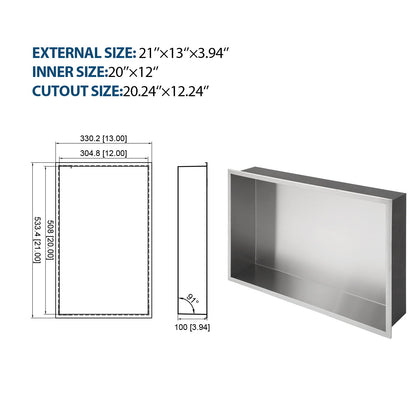 Stainless Steel Shower Niche With Seamless Design For Bathroom Storage
