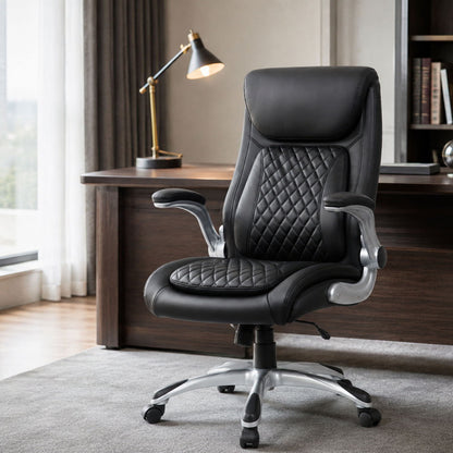 High Back Ergonomic Executive Office Chair, Adjustable Height And Lumbar Support For Home & Office - Black