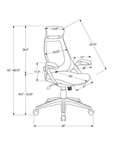 Office Chair, Adjustable Height, Swivel, Ergonomic, Armrests, Contemporary & Modern