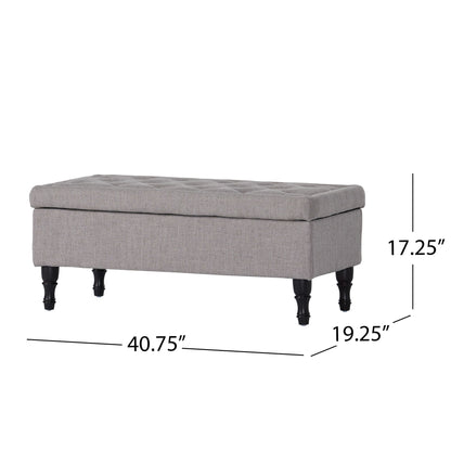 Dean - Fabric Storage Wide Tufted Rectangle Ottoman - Gray