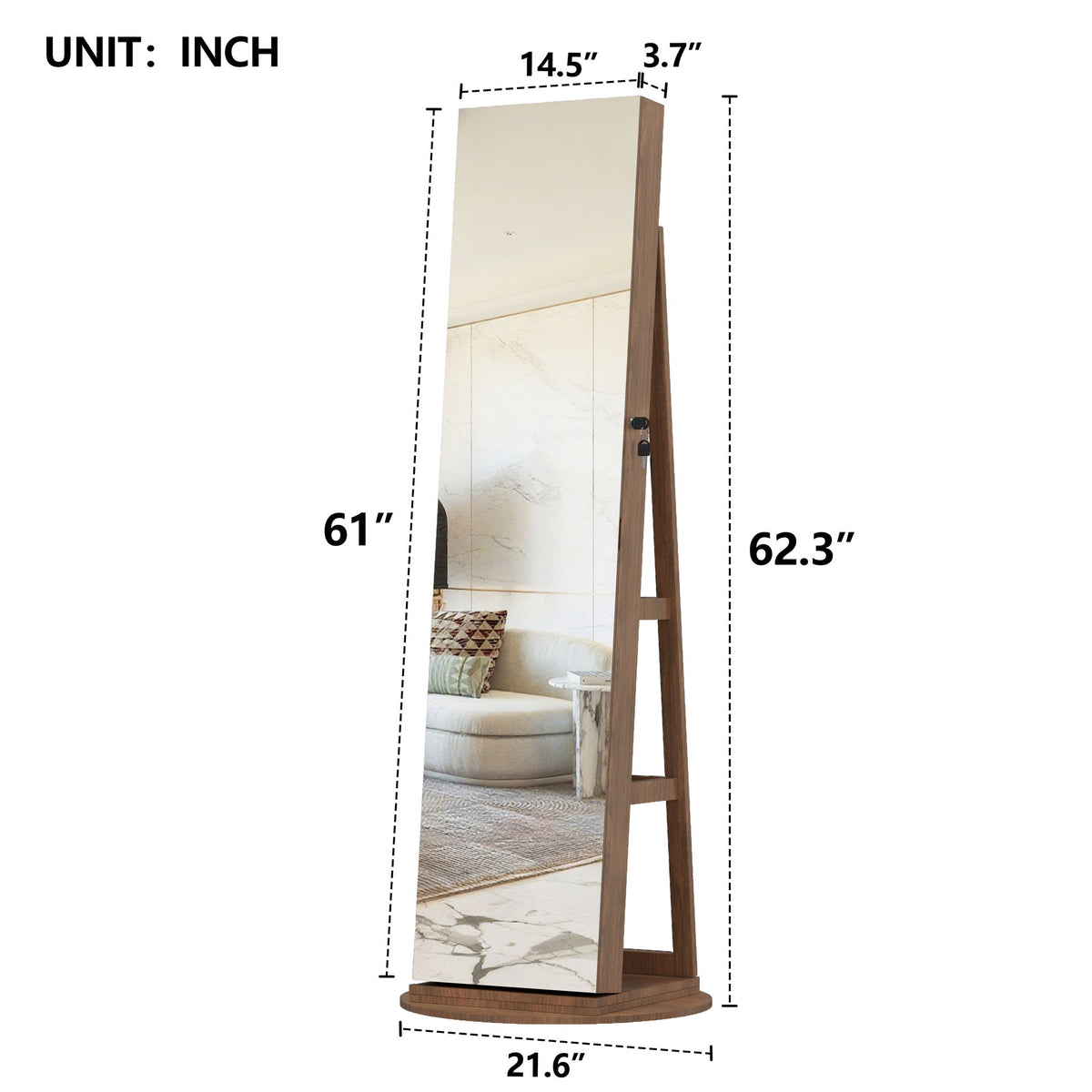 Swivel Jewelry Cabinet With Full Length Mirror