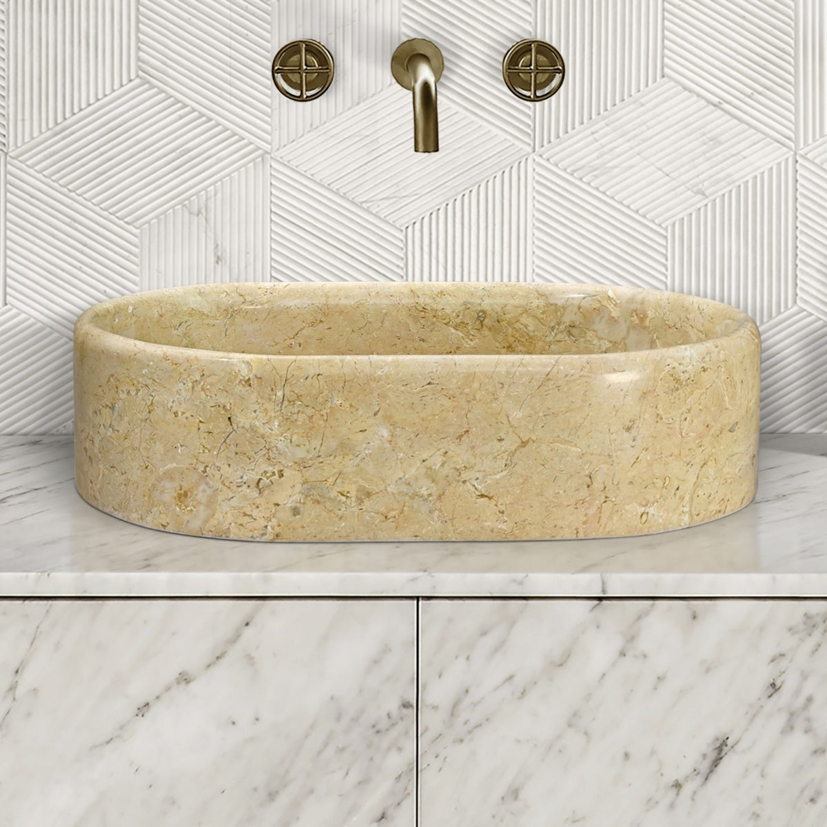 Bathroom Vessel Sink, Semi Polished Surface