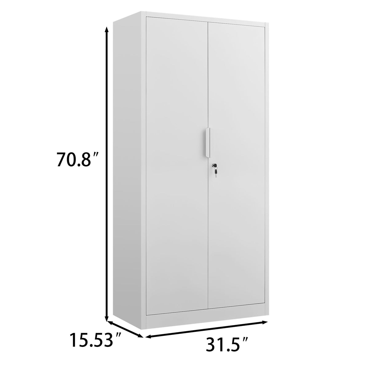 2 Door File Cabinet With Lock, 4 Adjustable Shelves, Heavy-Duty