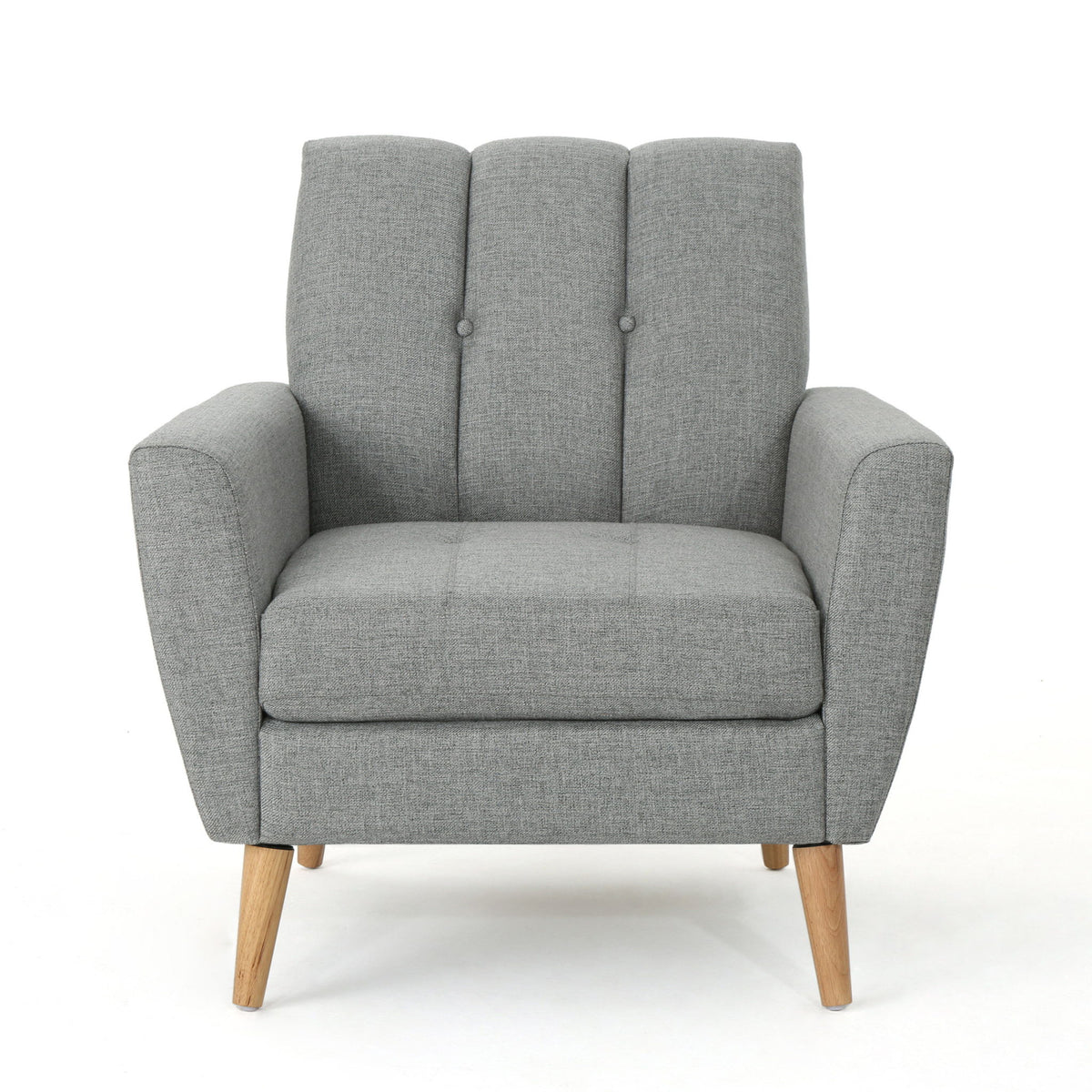 Fabric Channel Stitch Club Chair With Tufted Back - Gray