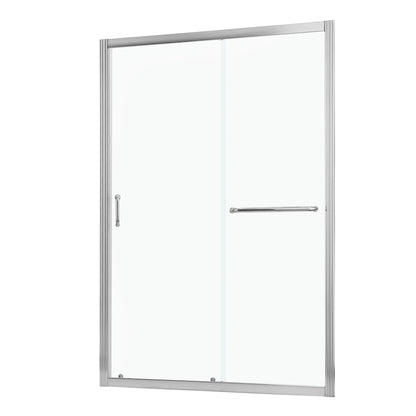 Single Sliding Bypass Shower Door, Tempered Glass Enclosure