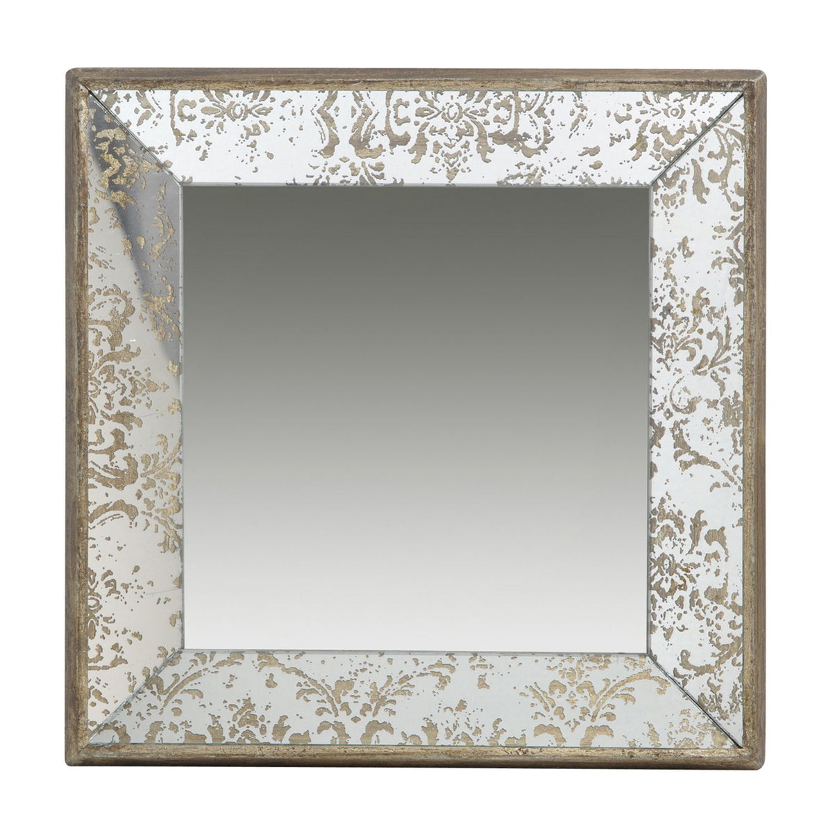Antique Rectangle Mirror With Floral Accents, Mirrored Display Tray, Hanging Wall Mirror