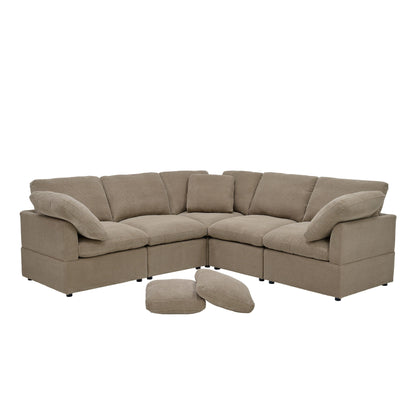 Modular Cloud Sofa With Freely Configurable Corner, L - Shaped Living Room Sofa - Camel