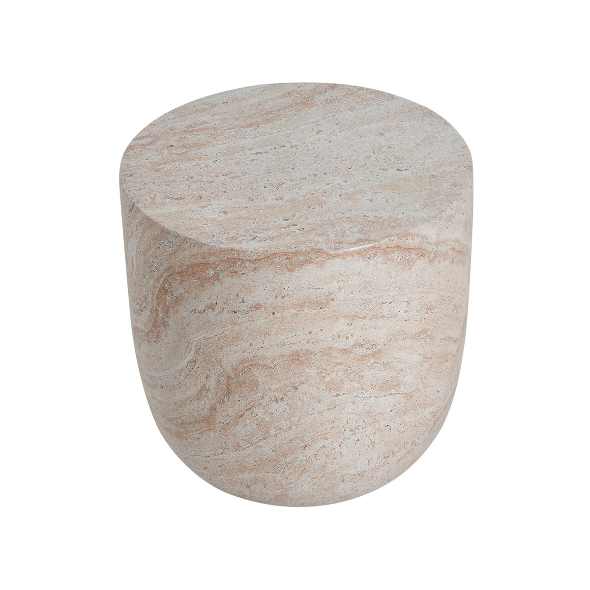 Outdoor / Indoor, Lightweight Concrete Side Table With Travertine - Beige