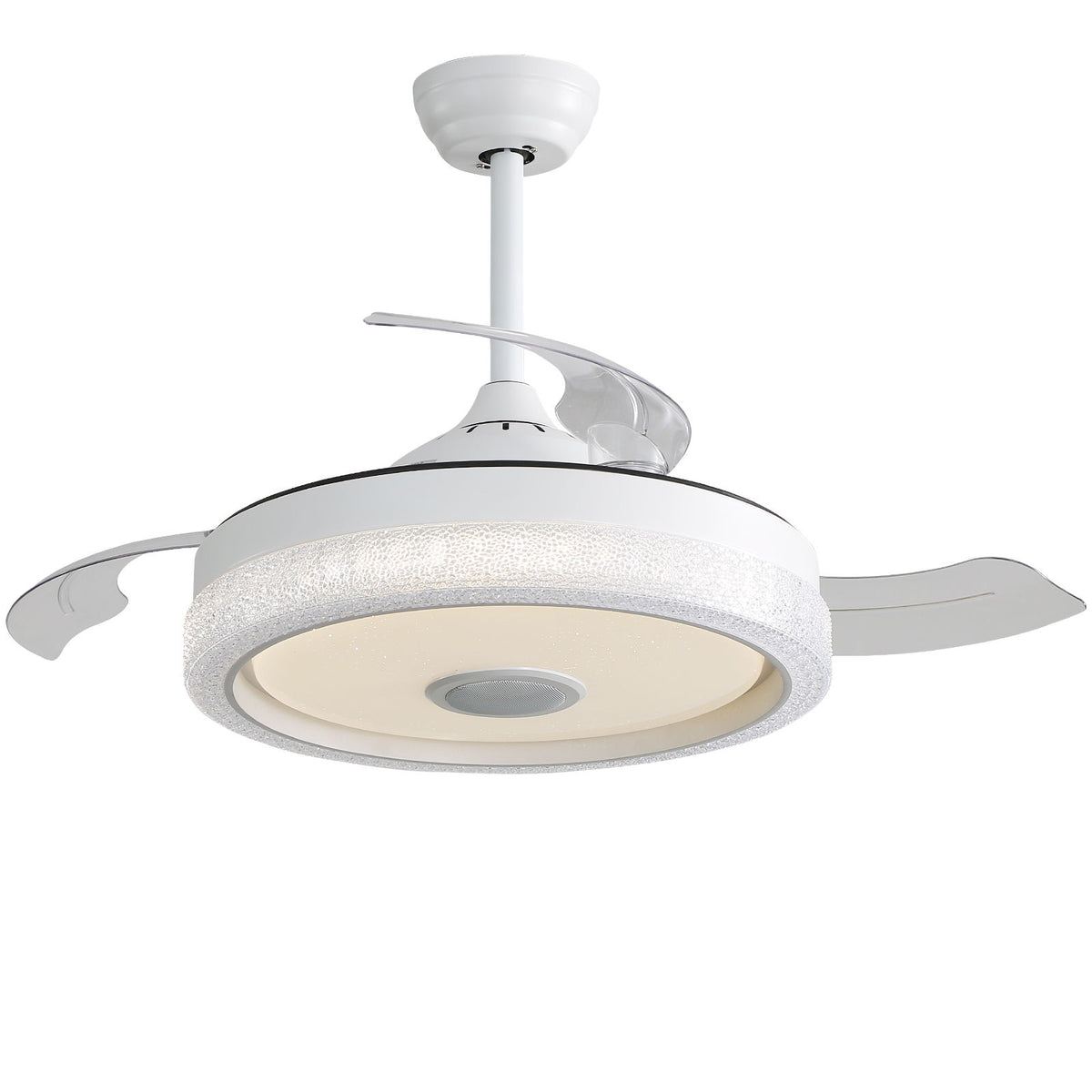 Invisible Ceiling Fan With Remote Control And 36W LED Light, 120V DC Motor, 3 Blades - White