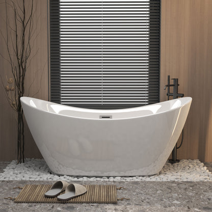 Freestanding Tub With Overflow And Pop Up Drain, Ergonomic Design