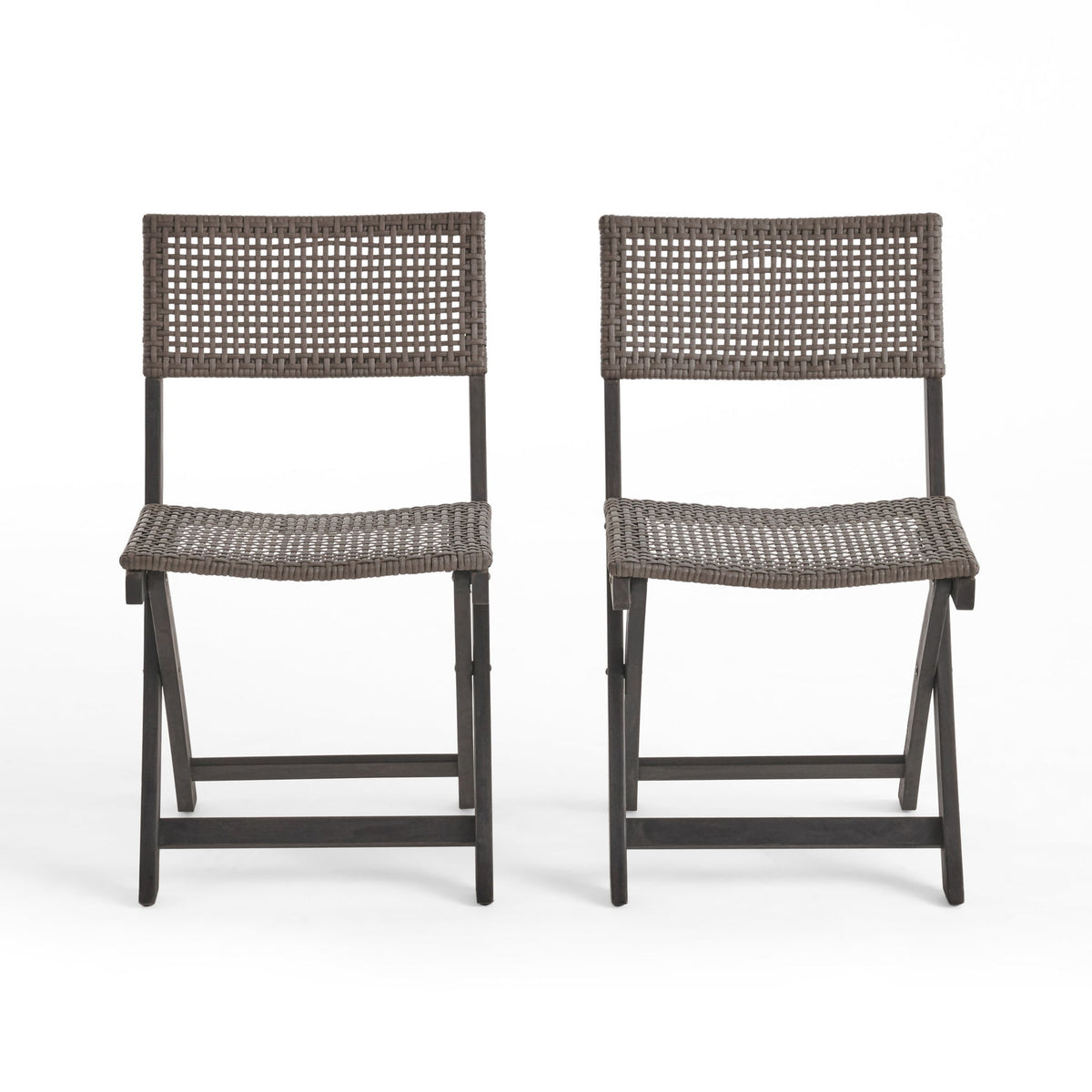 Bistro Foldable Chair With Wicker Backrest