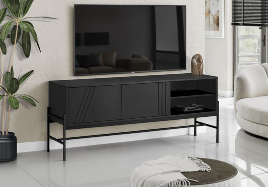 TV Stand, Modern Design Console, Media Entertainment Center, Storage Cabinet, Contemporary & Modern - Black