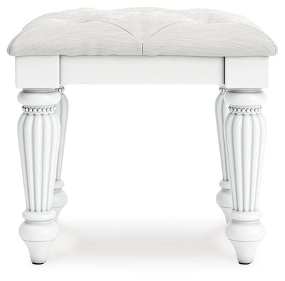 Kozlani - Vanity Upholstered Stool - White