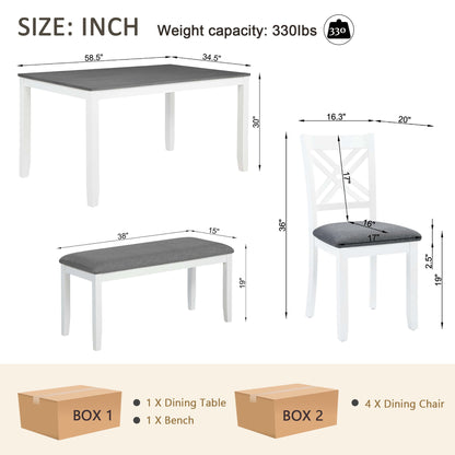 6 Piece Dining Table Set With Bench