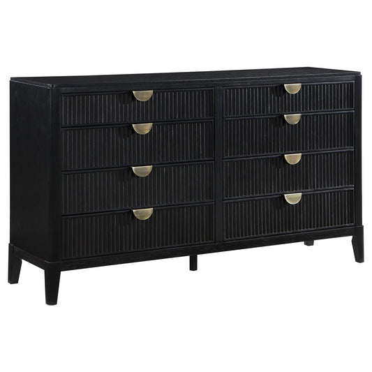 Mason - 8 Drawer Dresser With Fluted Design - Black
