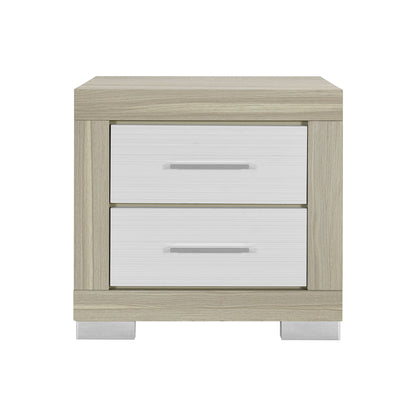 Elsa - 2 Toned Nightstand With Bar Handle And Spacious Drawers
