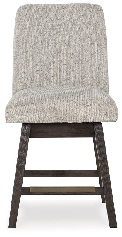 Burkhaus - Upholstered Swivel Barstool (Set of 2) - Beige / Dark Brown