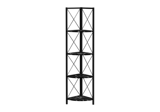Bookshelf, Bookcase, Etagere, Corner, 4 Tier, Office, Marble Look Contemporary & Modern