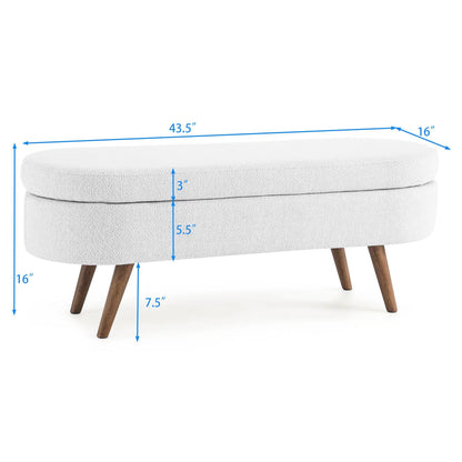 Ottoman Oval Storage Bench With Rubber Wood Legs