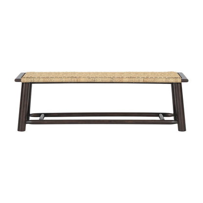 Farmhouse Modern Solid Wood Rattan Bench Multi Functional Design 59" Indoor & Covered Outdoor Bench - Walnut