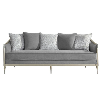 Fernando - Sofa With 5 Pillows - Champagne / Gray