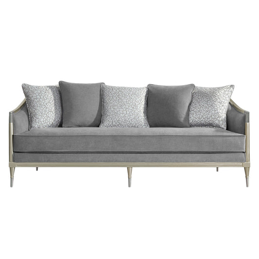 Fernando - Sofa With 5 Pillows - Champagne / Gray