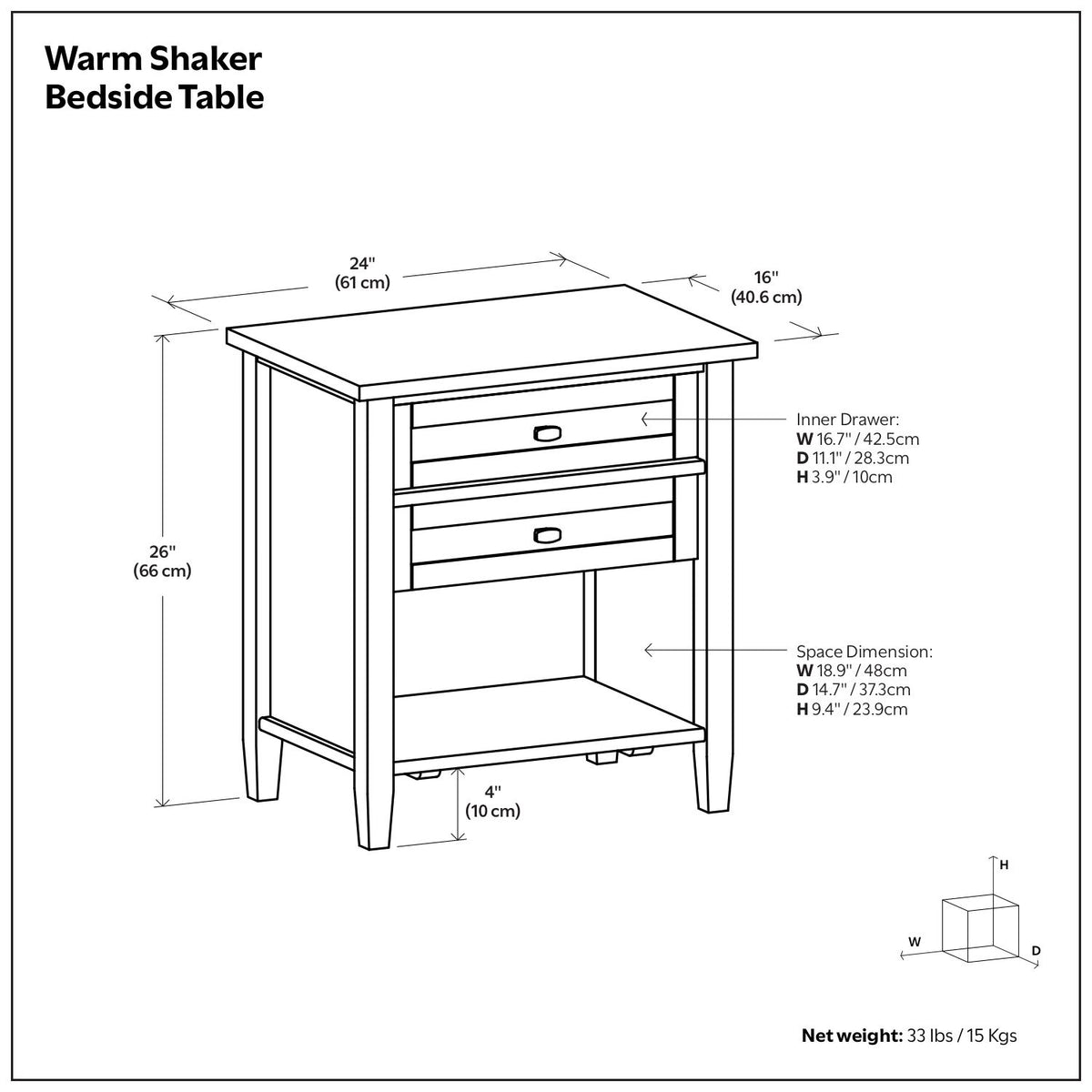 Warm Shaker - Bedside Table