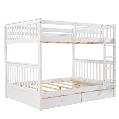 Bunk Bed With Ladders And 2 Storage Drawers