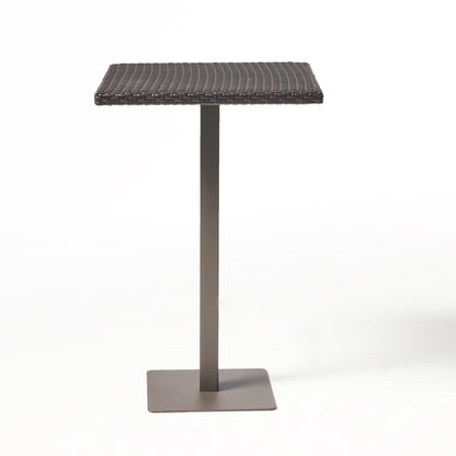 Outdoor Square Rattan Bar Table With Iron Frame - Multi Brown